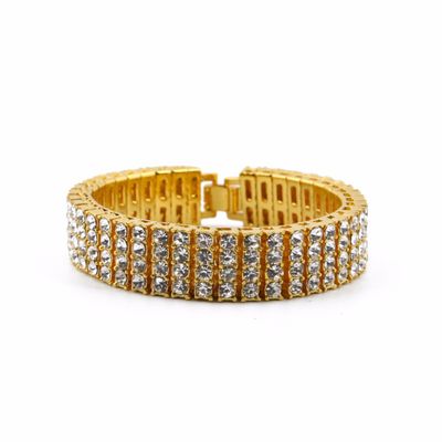 Zircon Tennis Chain Bracelet Men's Hip Hop Jewelry Copper Material Gold Silver Rose Color Box Clasp