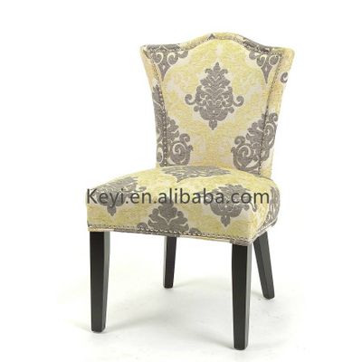 Hot sale yellow flower fabric wooden chair/ bright wooden study chair(KY-3110)