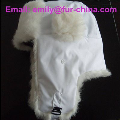 White Color Russian Style Rabbit Fur Hat