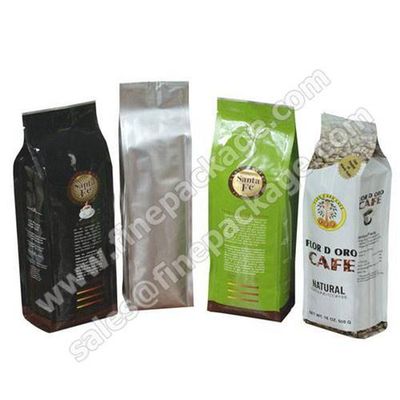 HIgh quality Flat bottom side gusset ziplock bag aluminium foil bag for coffee packaging with valve