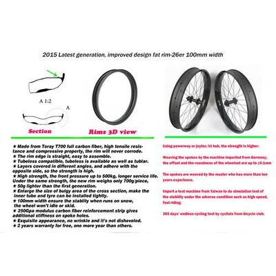 boostbicycle 2015 latest 26inch FAT bike rims 100mm hookless double walls