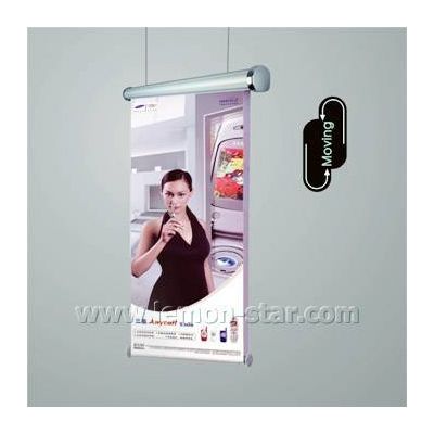 Electric roll up screen moving display
