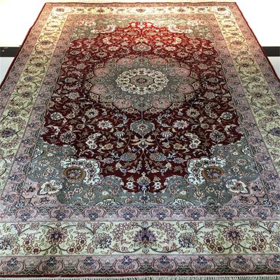 5x8ft red color handmade silk persian carpet for home