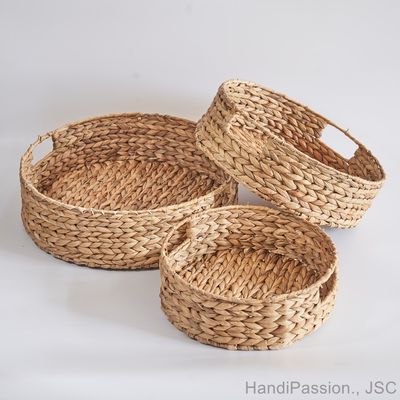 Round Water Hyacinth Woven Tray Set of 3 Made in Vietnam