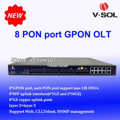 8 ports GPON OLT, layer3, 210G uplink, zte gpon olt chip solution, web management