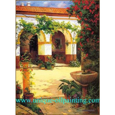 oil painting, garden oil painting, impressionism oil painting