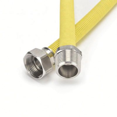 Yellow PE coated flexible gas hoses with connectors