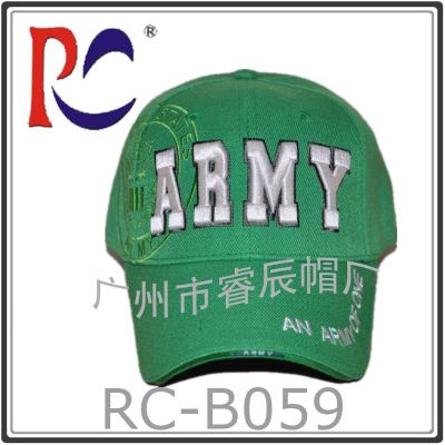 100% polyester 6 panel 3D embroidery green baseball cap