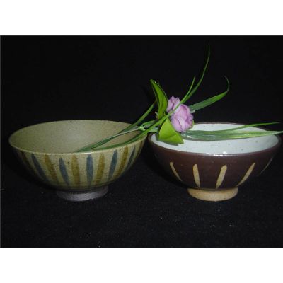 Japanese ceramic bowl with various colors glaze
