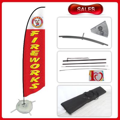 Feather banner with aluminium & fiber glass pole and cross base