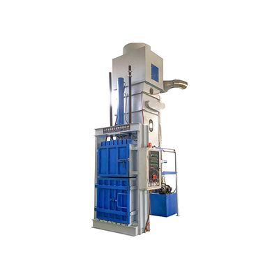 Vertical and automatically hydraulic baling machine for textile waste