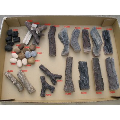Ceramic fiber logs,embers,cinders,cobble,charcoal,insulating panel,Cement logs