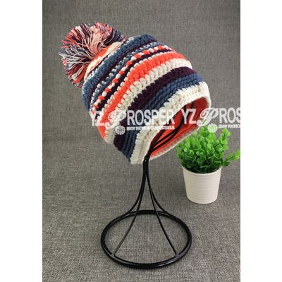 Custom 100% Knit Beanies With Pompom,Wholesale Winter Hats