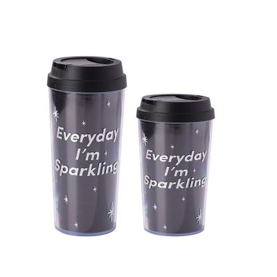 oulbe wall plastic advertising tumbler with DIY insert paper travel coffee mug promotional cup