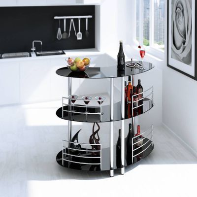 DaoHeng Modern Tempered Glass Bar Table Martini Entertainment with Metal Standing