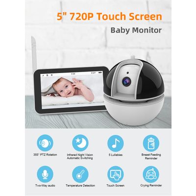 New 5inch LCD Screen+Touch Panel Baby Monitor with Smart IP Camera