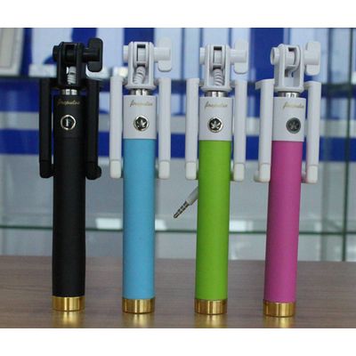 2015 hot Monopod extendable pocket size foldable wired Selfie Stick with 3.5mm jack cable