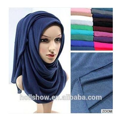 Wholesale Plain Women Dubai Muslim Scarf Solid Color Cotton Infinity Jersey Hijab