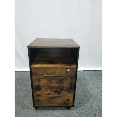 Melamine Particle Board Nighstand Movable Anti-scratch Easily Clean Endtable Rustic Brown Color
