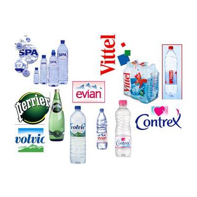 mineral water Evian, Contrex,..