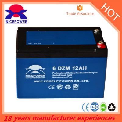 12v 6-dzm-12 e-bike lead acid battery with CE/ISO Certificate