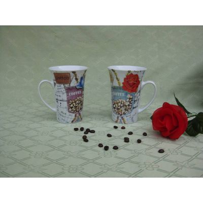 Fine Porcelain Coffee Mug with Customized Designs, Meets FDA/CPSIA/CA65/LFGB/84/500/EEC Standards