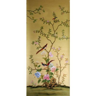 hand painted Chinese tradtional art paper wallpaper silk wall coverings