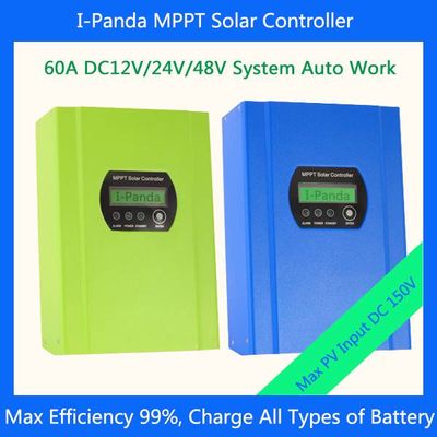 60A MPPT Solar Charge Controller with LCD 48V 24V 12V Automatic Recognition RS232 Interface to Commu