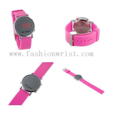 Cool Round Dial Colorful Silicone Watchband LED Wrist Watch-LW205