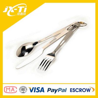 Three pieces Titanium cutlery set spoon, fork, knife