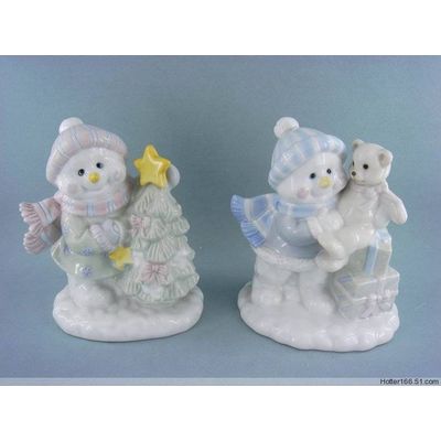 Ceramic Snowman Figurines, Nativity set, Religious crafts, Souvenirs