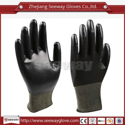 SeeWay 13 gauge EN388 4121 Black polyester liner with black nitrile safety working gloves