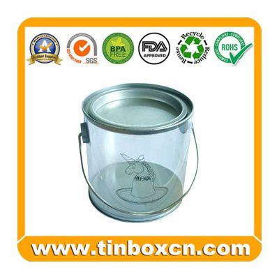 Sell pvc tin,transparent tin,tin can with pvc body and tin lid,pvc box