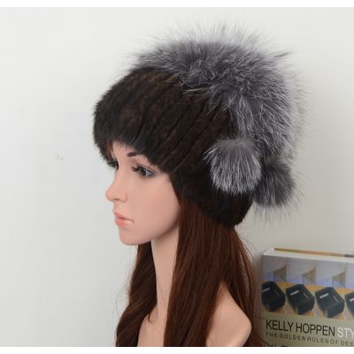 Fashion Style Dark Brown Mink Fur Hat for lady