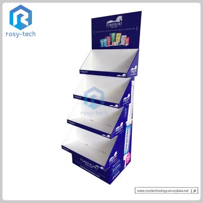 Supermarket 4 tiered Cardboard Floor Display Stand For Health Care Products