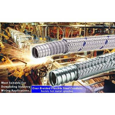 Over Braided Flexible Steel Conduits for industry robots wirings