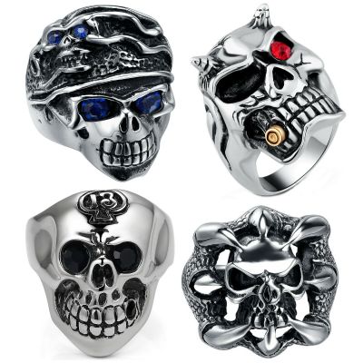 Fashion Unisex Skull Stainless Steel Ring Men's Ring Jewelry Silver Hand Bone Punk Rock Skeleton Rin