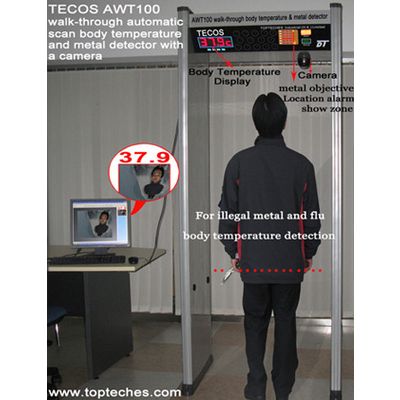 Walk-Through Body Temperature & Metal Detector door, Fever Thermometer & Metal Detector with Camera