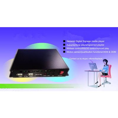 Digital signage media player with RS232 control,pushbuttons,digital optical output
