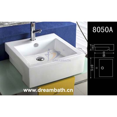 Rectangular bathroom basin
