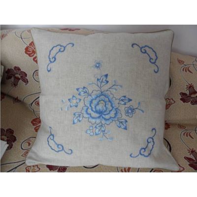 Handmade Linen Embroidery Cushion Cover