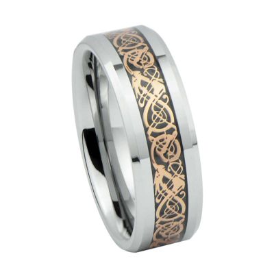 2014 Fashion Vogue Jewelry Rings, Rose Gold Pattern Inlay Tungsten Carbide Celtic Wedding Rings