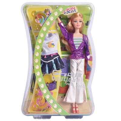 plastic fashion doll with doll accessories