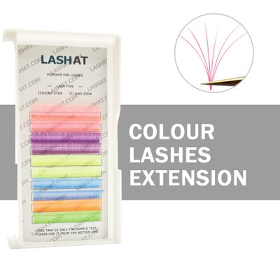 Wholesale Color Eyelash Extension Custom Eyelash Tray Lashes Pink Blue Green Individual Colorful