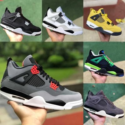 Basketball Shoes Men Women Basketball Shoes Jumpman 4 4s Shimmer NEUTRAL GREYBLANG Black Cat Union T