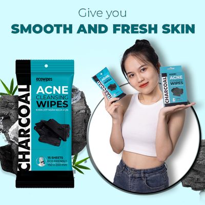 Professional Formula Acne Cleansing Wipes From Vietnam 100% Bamboo Charcoal Fabric
