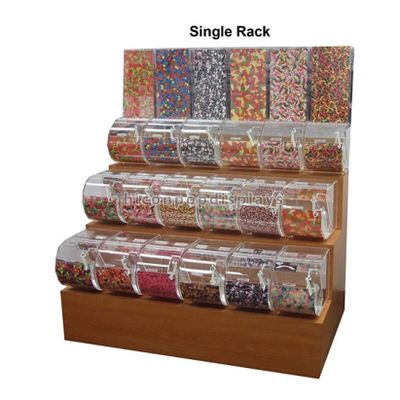 Quality assured wooden floorstanding candy plexiglass display