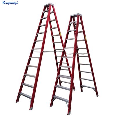 Fiberglass Double Size A Type Ladder with 10 steps and 12 steps