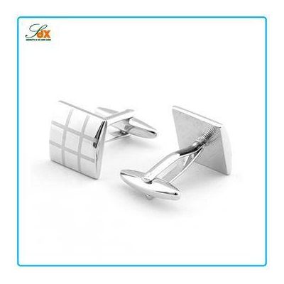 Factory Price Stylish Metal Plated Silver Mens Cufflinks