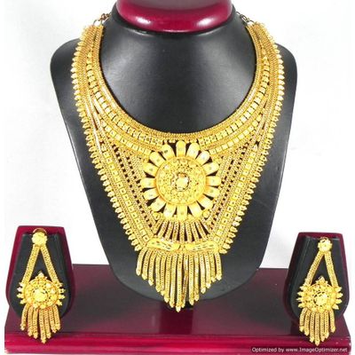Indian Fashion Jewelry Gold Plated Necklace Earrings set